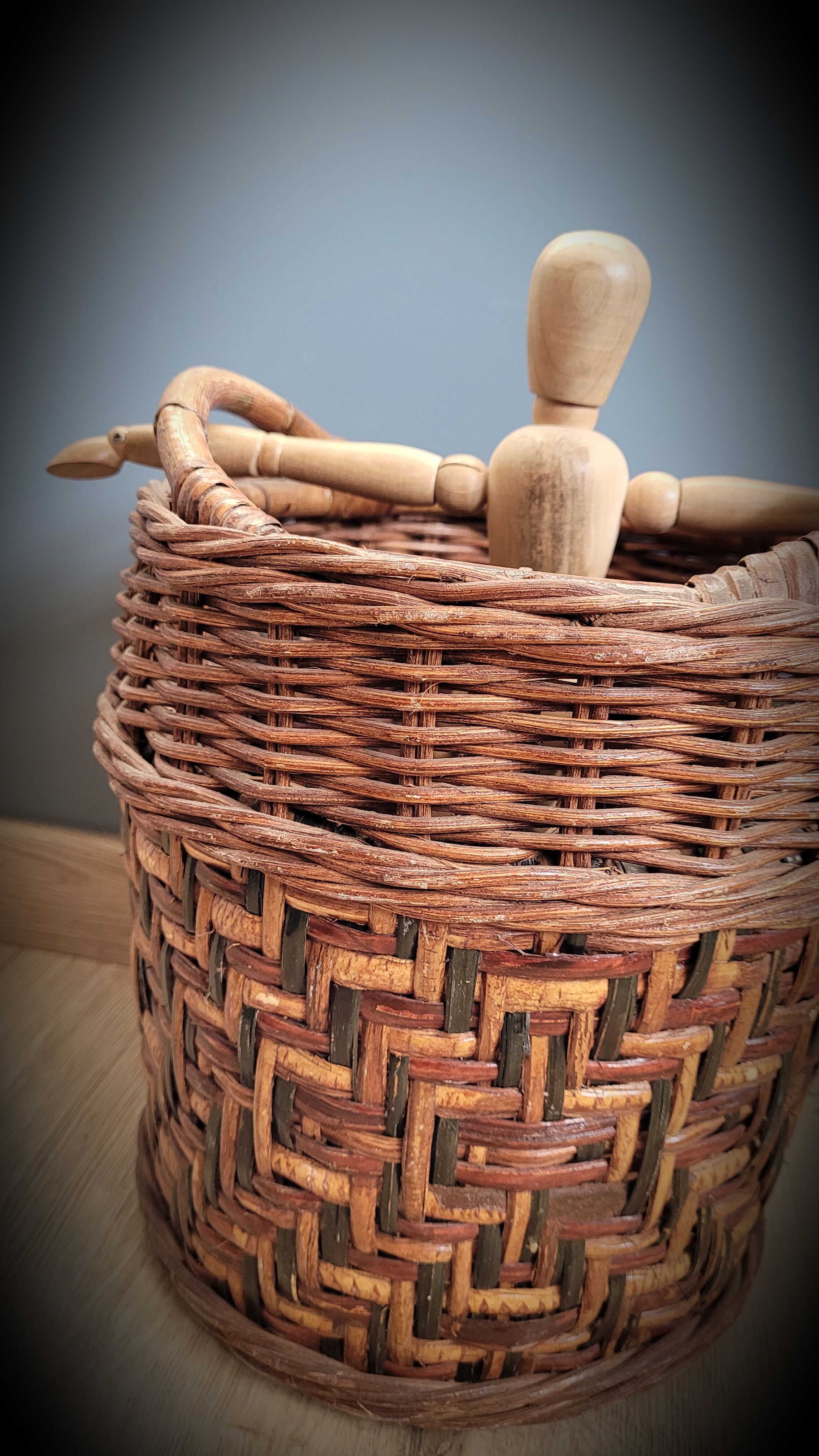 Wooden rattan basket