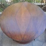 Table basse ronde en bois massif 1970 à double plateau