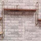 1960s shelf steel faux wood and gold chrome 4 uprights 184 cmx66x59x16 trace
