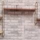 etagere 1960 acier faux bois et chrome or 4 montants  184 cmx66x59x16 trace
