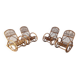 Vintage bamboo rocking chairs, 1960s, set of 4