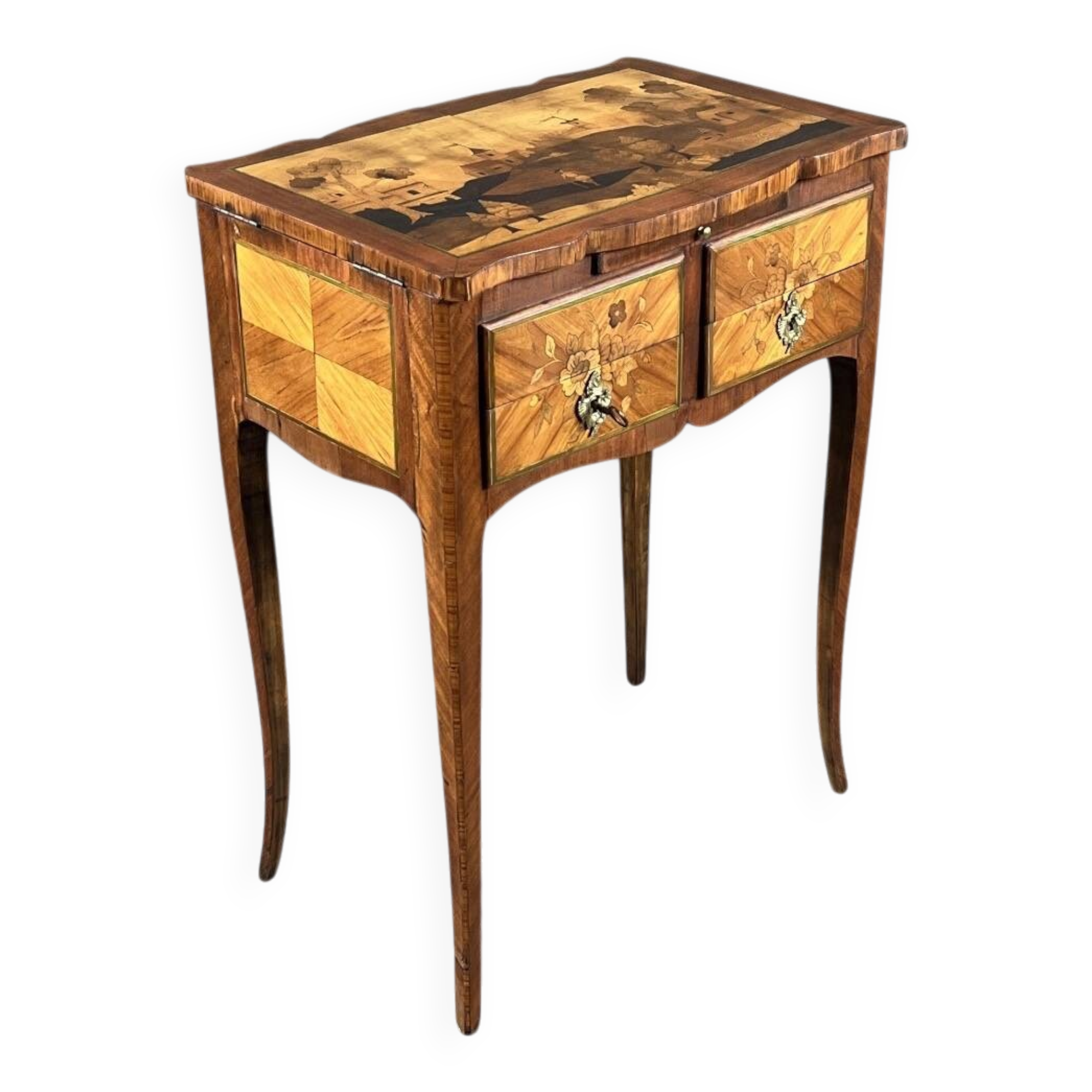Table de couture en marqueterie de style Louis XV, XXe Siècle