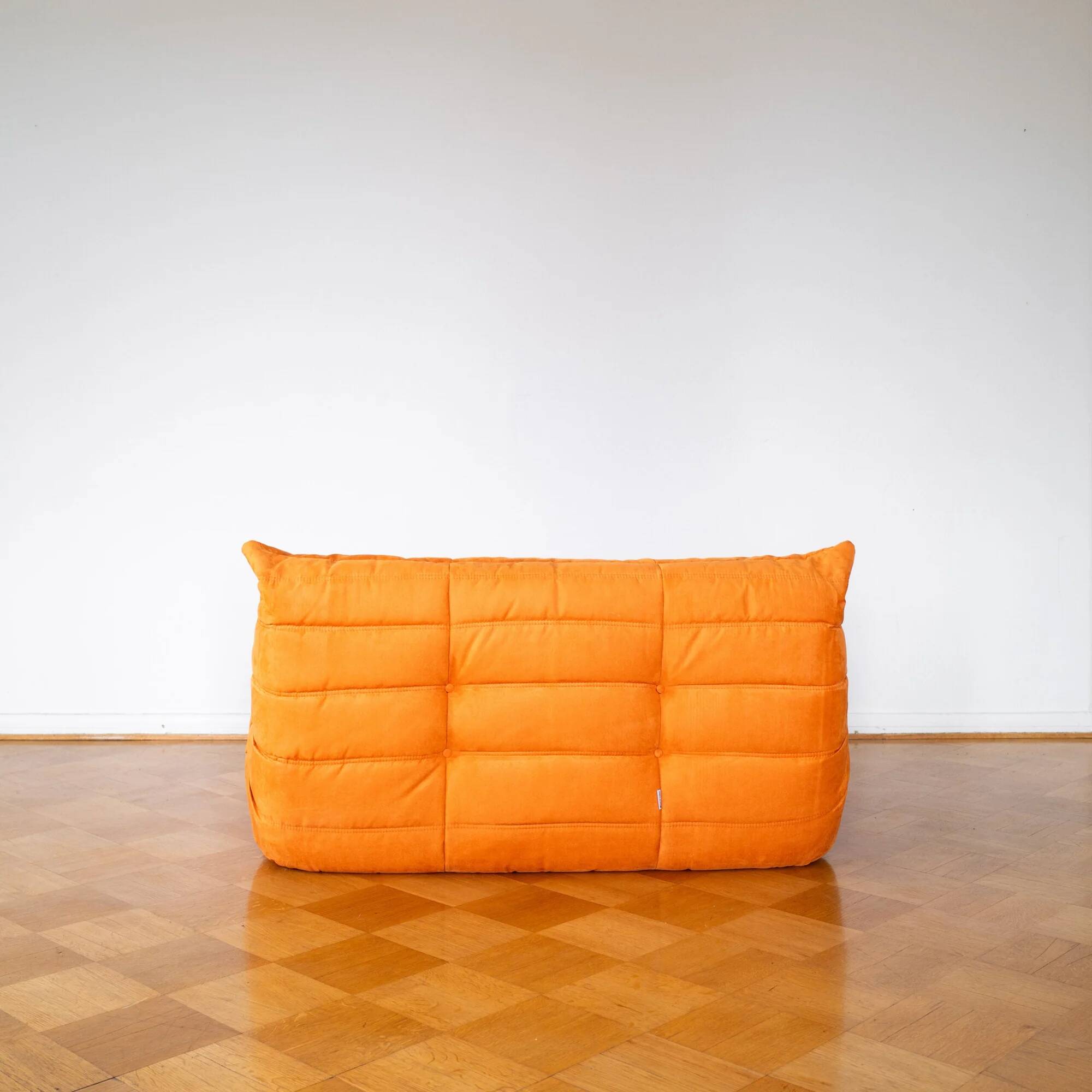 Orange Alcantara 2-seater Togo sofa by Michel Ducaroy