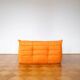 Orange Alcantara 2-seater Togo sofa by Michel Ducaroy