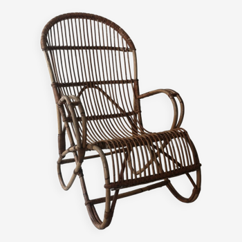 Vintage Dutch rattan armchair with armrest, 1960s