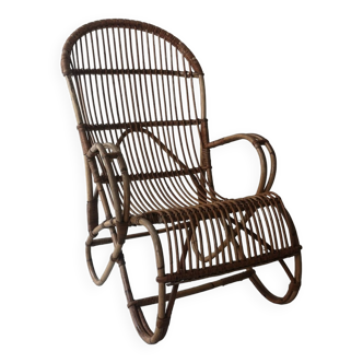 Vintage Dutch rattan armchair with armrest, 1960s