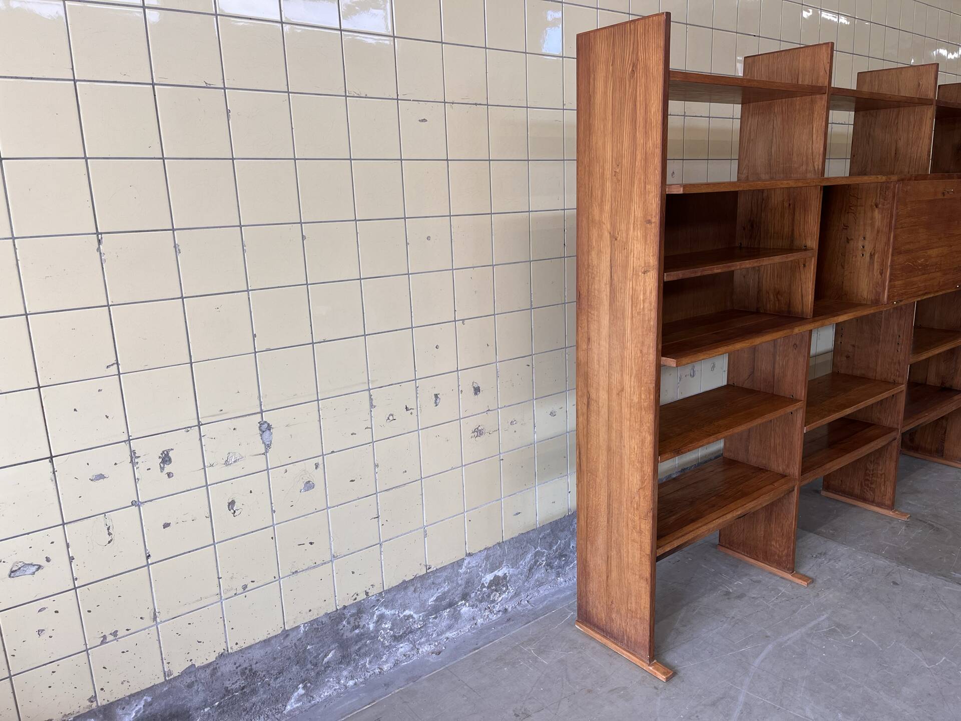 Vintage elm wood wall unit