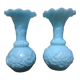Duo de petits vases bleus en opaline