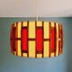 Scandinavian pendant lamp in teak and burlap, 60s