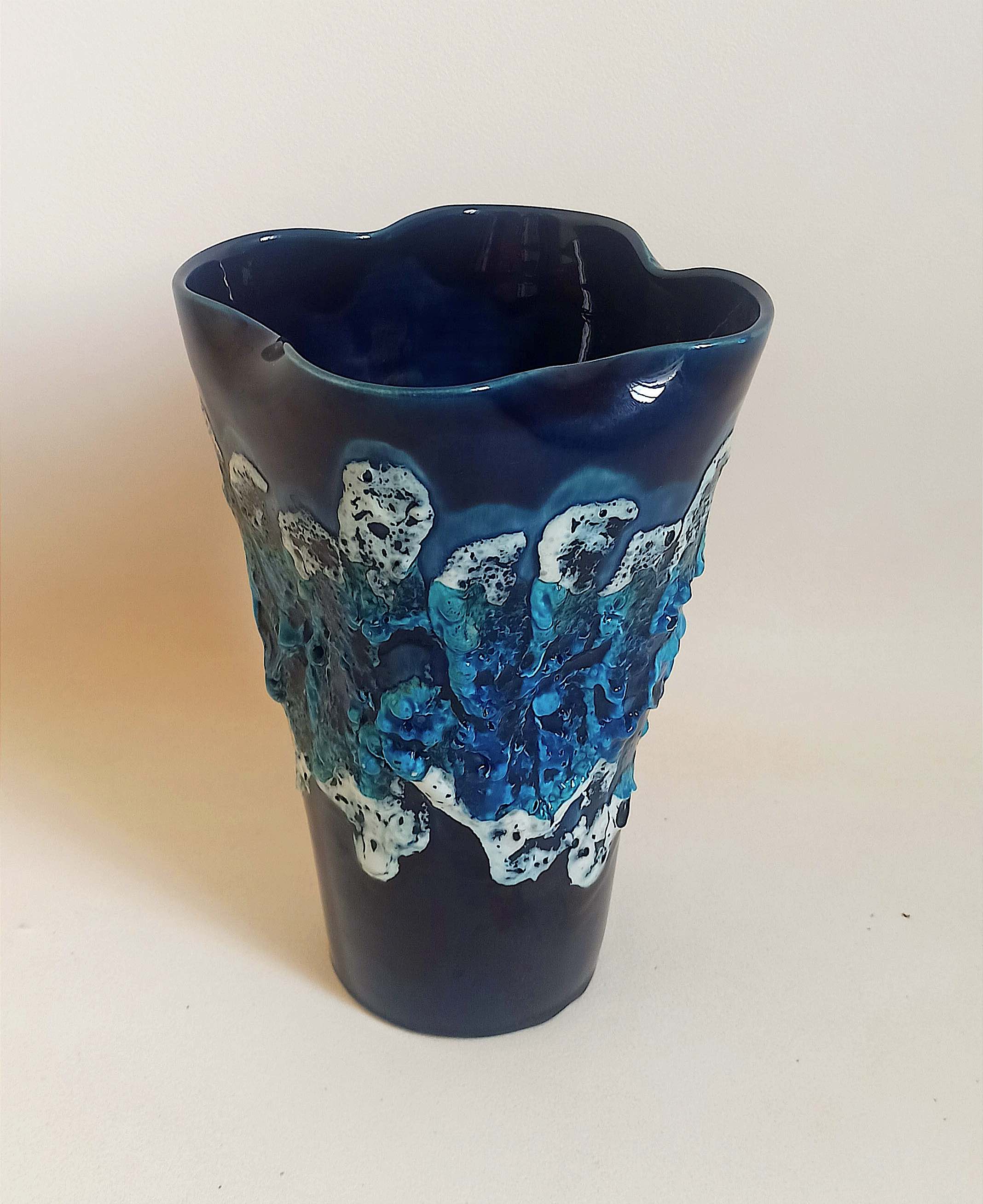 Vase Fat Lava Vallauris Ecume des Mers Height 25,5 cm