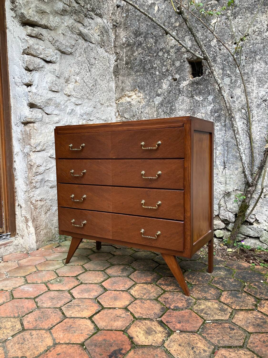 Vintage chest of drawers with tapered legs