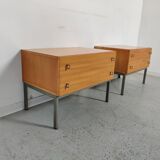 Paire de chevets scandinaves , bois et métal années 60