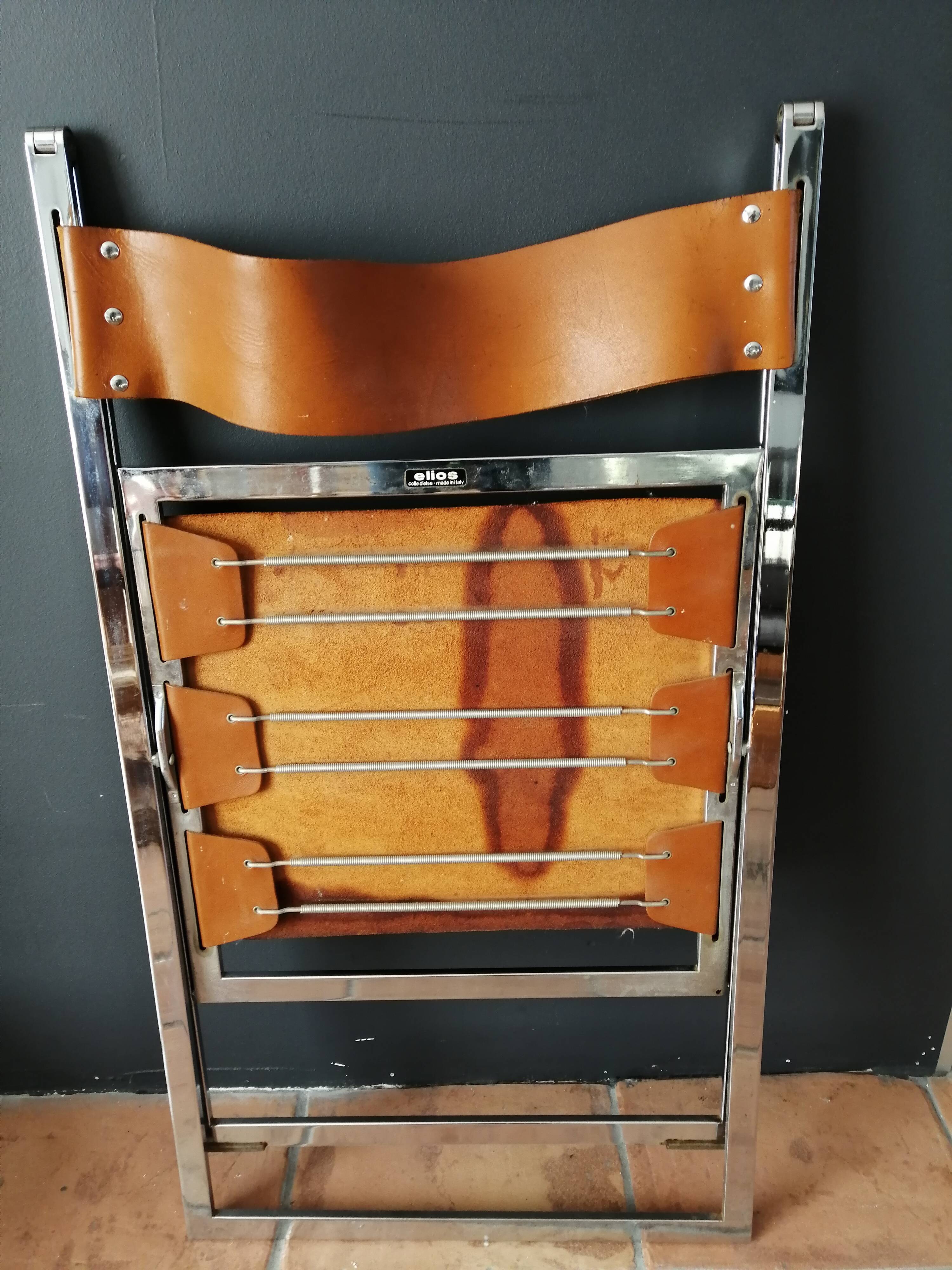 Leather folding chair "Elios" 60s