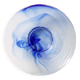 Vintage Blue Swirl Glass Fruit Bowl / Bormioli Rocco / Italy / 1990s