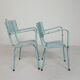 Lot de 2 chaises de jardin industrielles en acier avec accoudoirs, années 1950