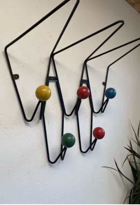 Wall coat rack creation Dupré-Hauser in Montreuil 1958