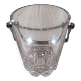 Seau a Glace Cristal Verre Taille Anse Inox avec Pince a Glacon Vintag