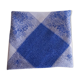 Nappe damassée en lin blanc-bleu