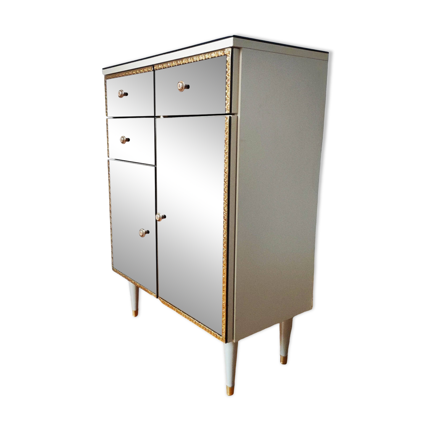 Commode vintage Italienne 1970 en verre miroir