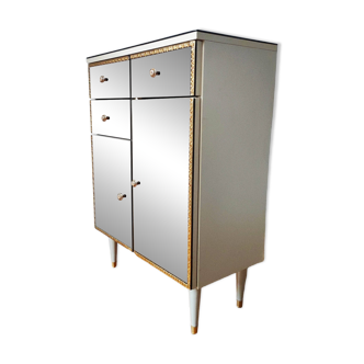 Commode vintage Italienne 1970 en verre miroir