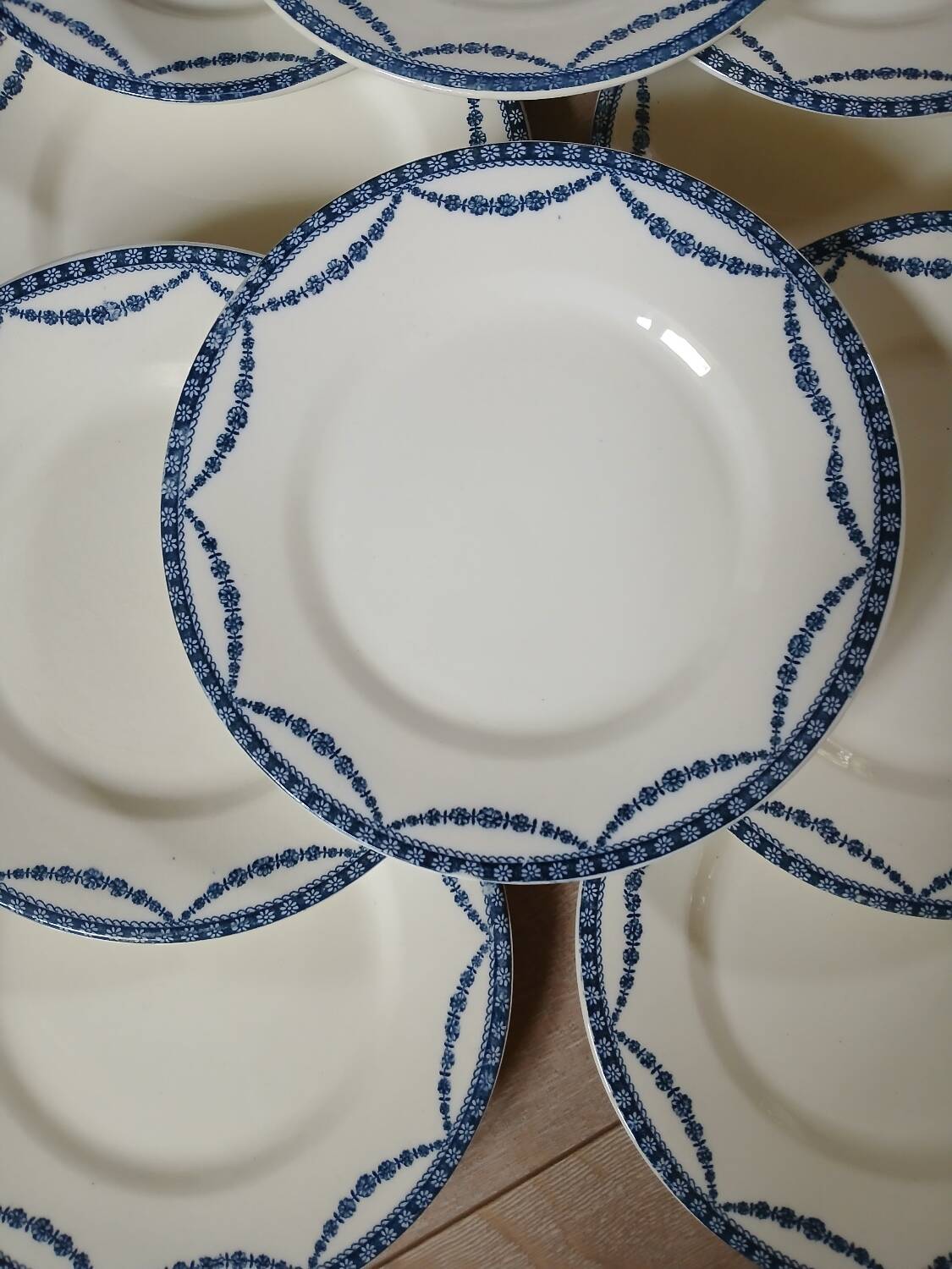 12 antique ironstone dinner plates