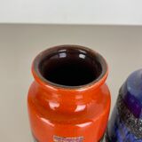 Set of Four Vintage Pottery Fat Lava Vases Made by Scheurich, Germany, 1970s