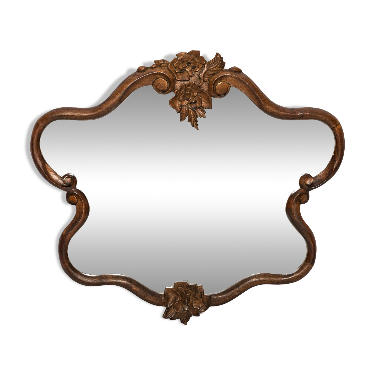 Medium vintage mirror in dark brown wood, Europe, 1960.