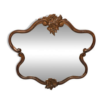 Medium vintage mirror in dark brown wood, Europe, 1960.