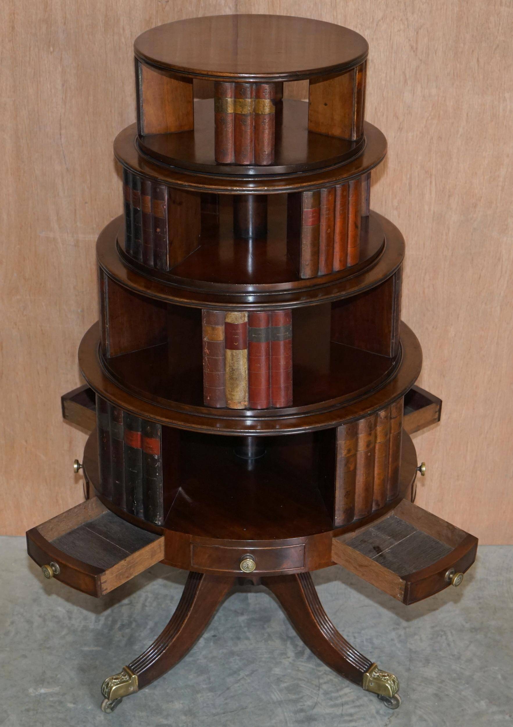 Restored hardwood revolving library circa 1810 Regency