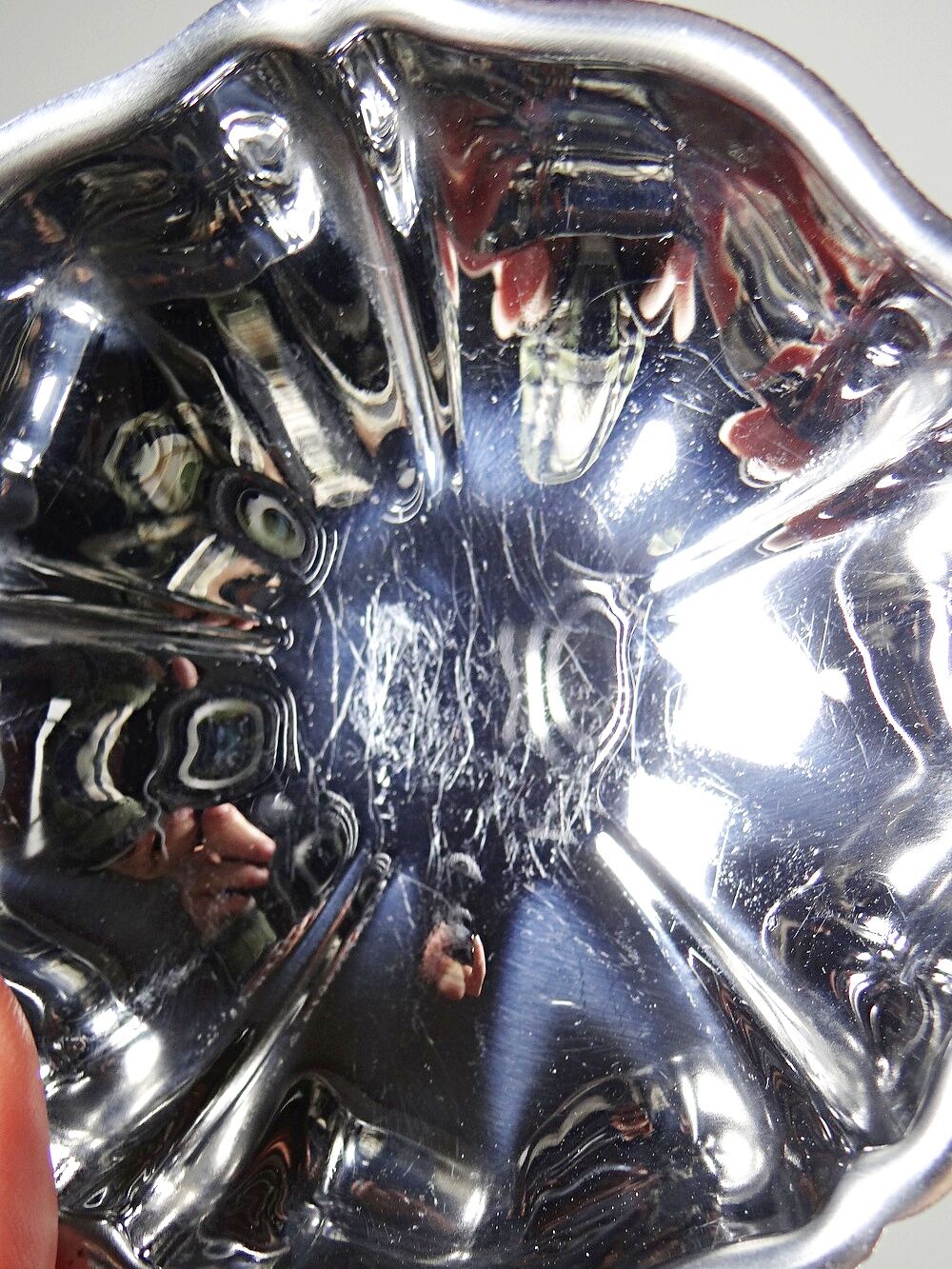 6 vintage bistro-style stainless steel dessert bowls on stands