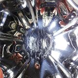 6 vintage bistro-style stainless steel dessert bowls on stands