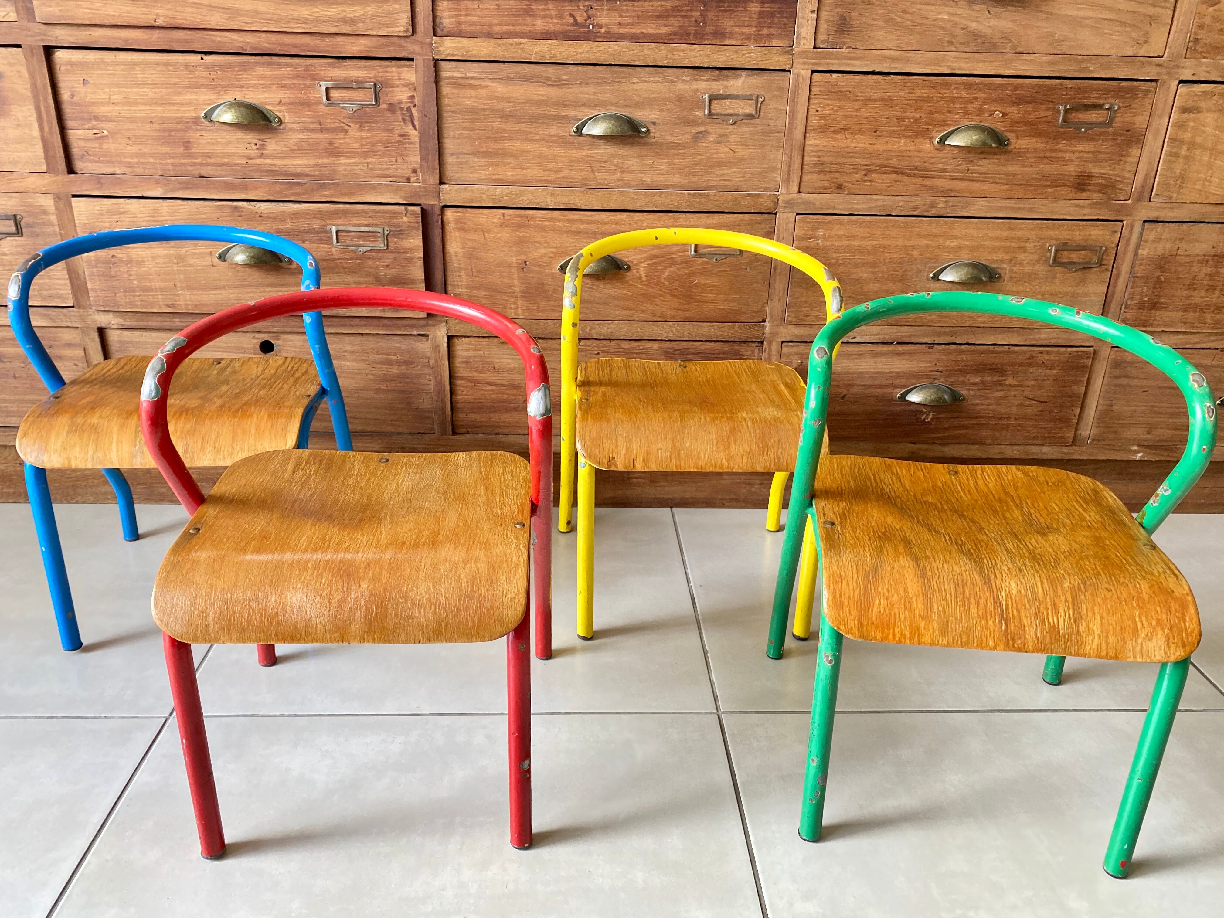 Vintage child school chair Jacques Hitier