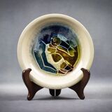 Accolay – glazed earthenware plate with abstract Cépamine decoration – 1970s