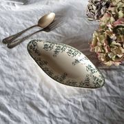 33 pc antique green white transferware dinner service c1900 U&C Sarreguemines France, 10 places