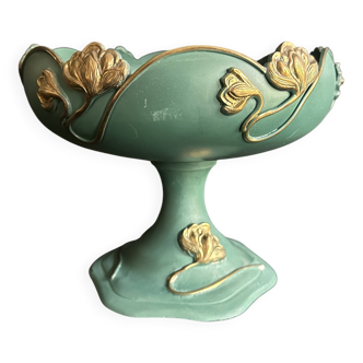 Coupe sur pied Art nouveau à décor de tulipes