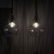 Pair of vintage glass pendant lights.
