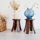 Paire de tabourets en bois - chevets brutalistes