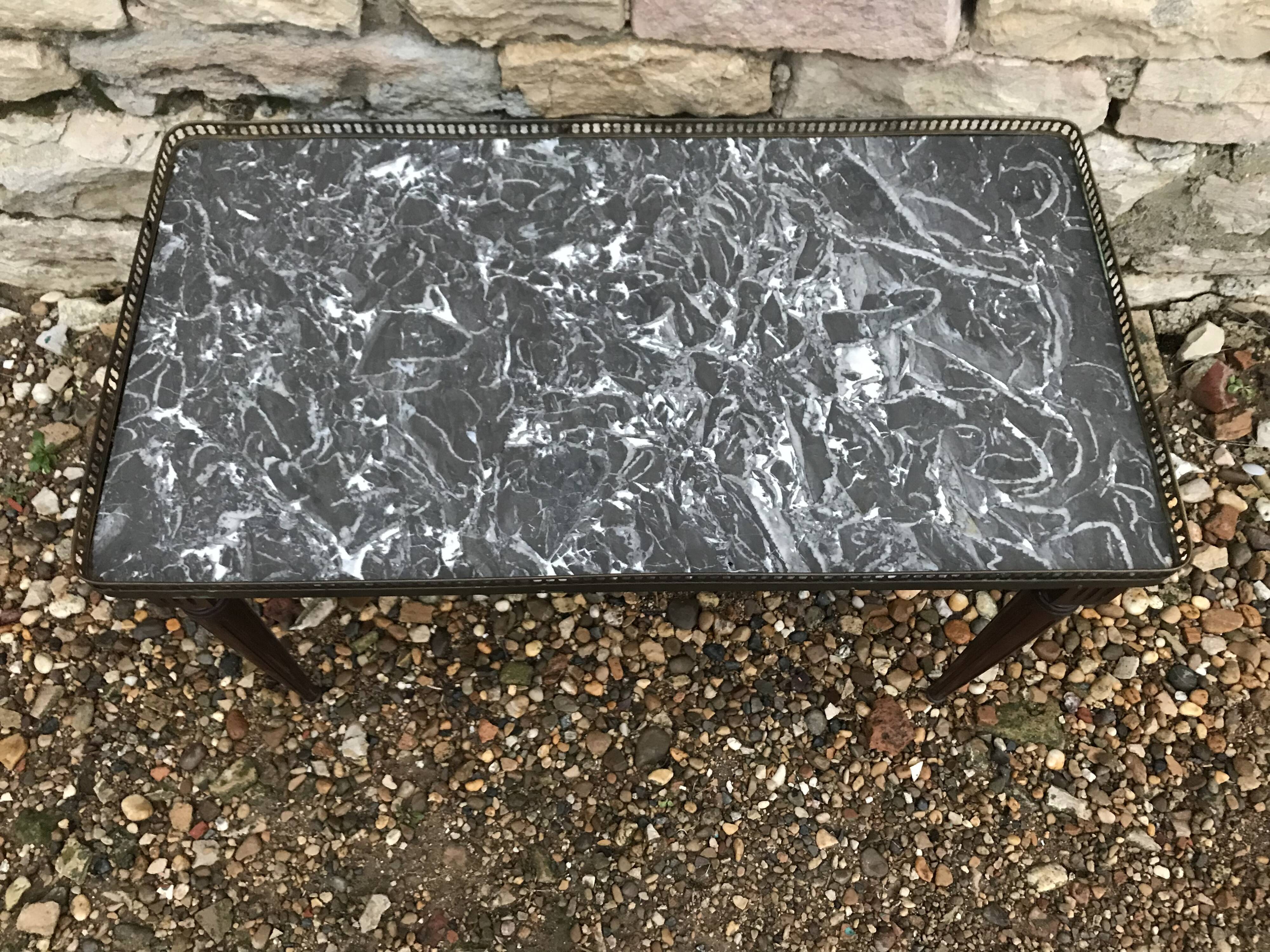 Table low Louis XVI wood and marble