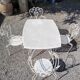 Old wrought iron garden furniture, table + 2 armchairs + 2 chairs