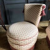 Napoleon III Style Armchair and Pouf with Pink Bow Decor