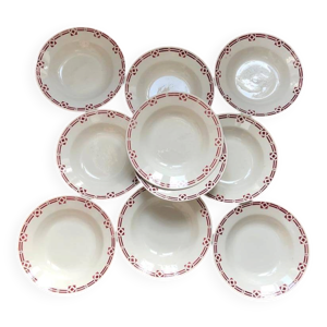 Lot de 10 assiettes creuses - losanges