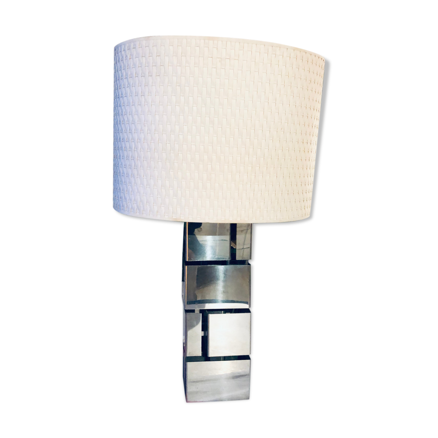 Modernist cubist Building table lamp by Curtis Jere