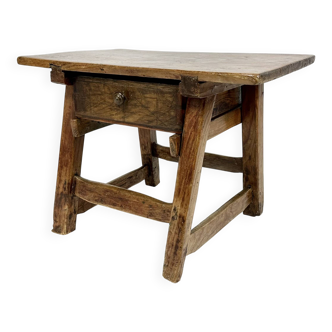 Table d'appoint alpine rustique et primitive ancienne, fin du XIXe siècle