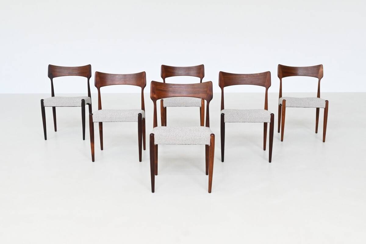 Bernhard Petersen dining chairs in rosewood by Christian Linnebergs, Denmark, 1960