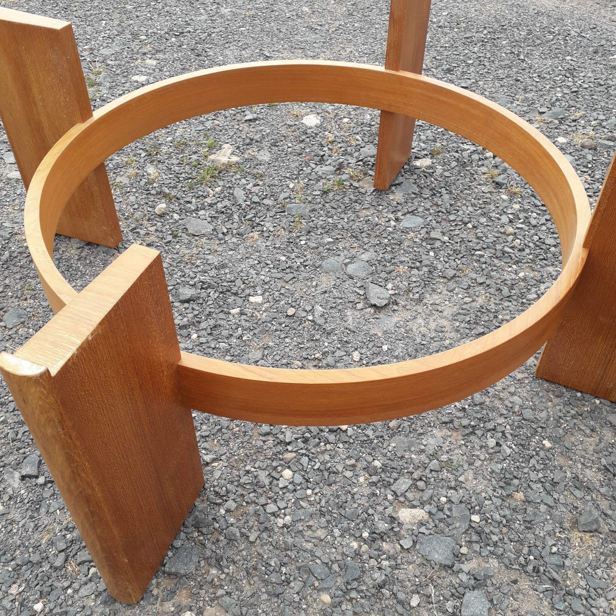 Vintage Danish teak coffee table and smoked glass