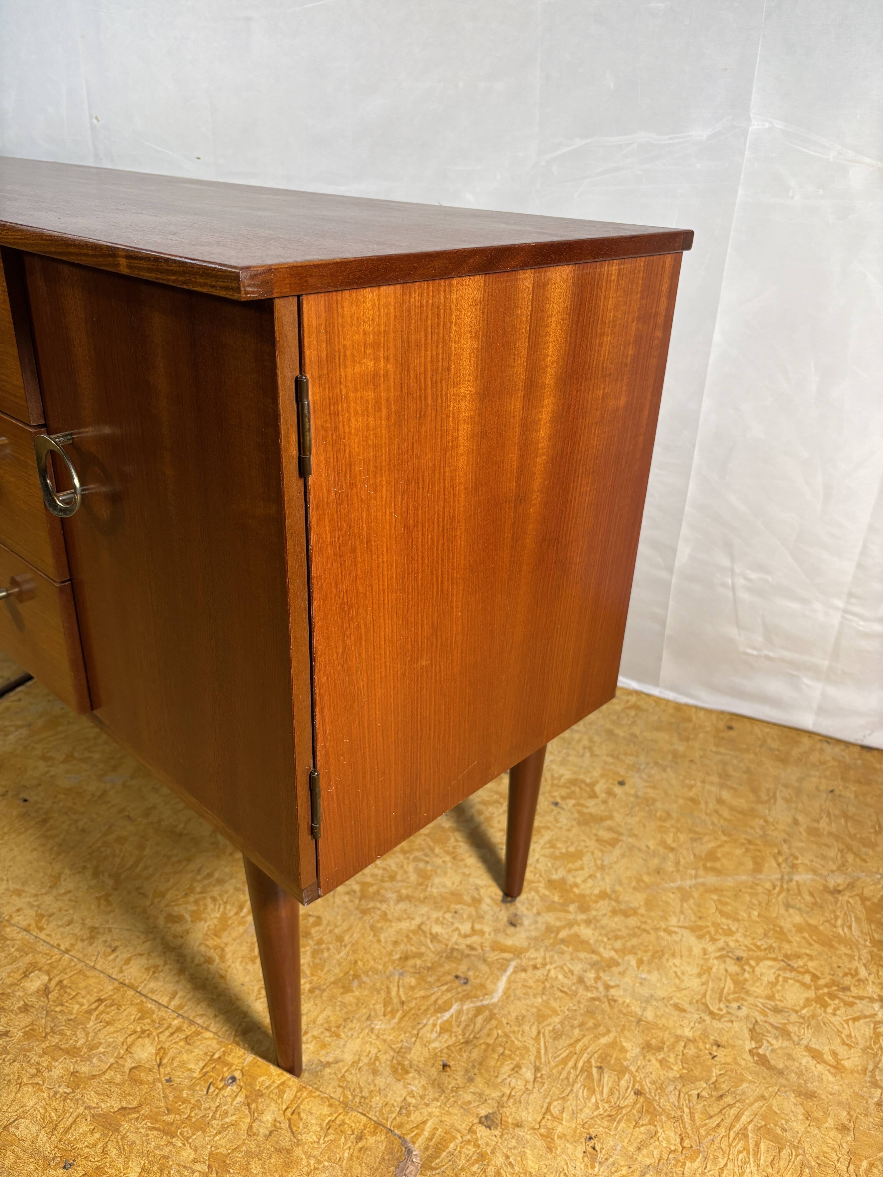 Mid Century Retro Teak Small Sideboard by Schreiber (Circa 1960)  A stylish