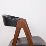 4 Danish chairs in Afromosia and skai model 205 by Thomas Harlev