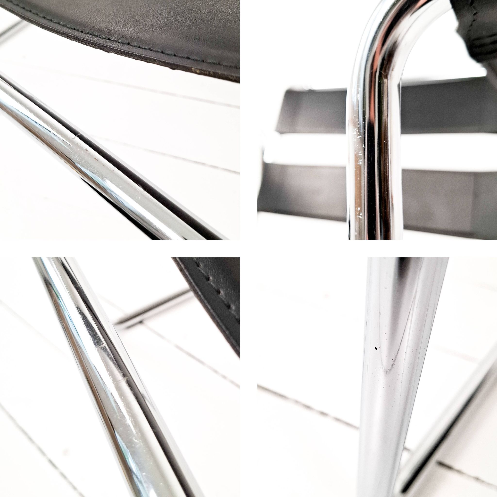 Wassily Style Lounge Chair Chrome Black Faux Leather Breuer Bauhaus Design
