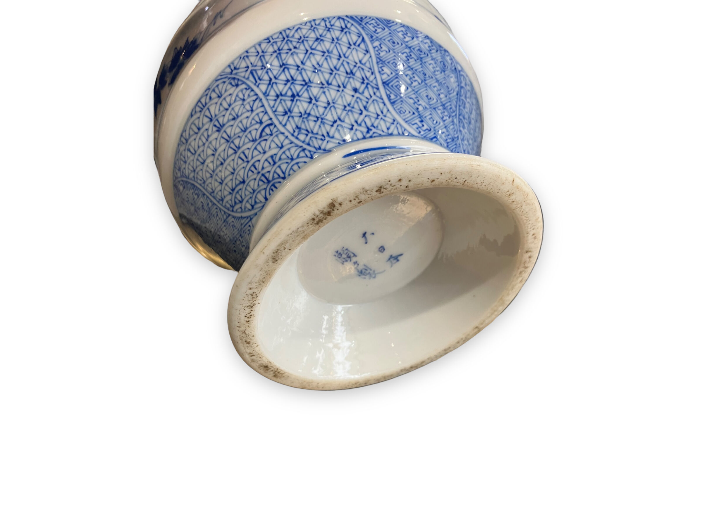 Pair of Asian vases in white and blue porcelain
