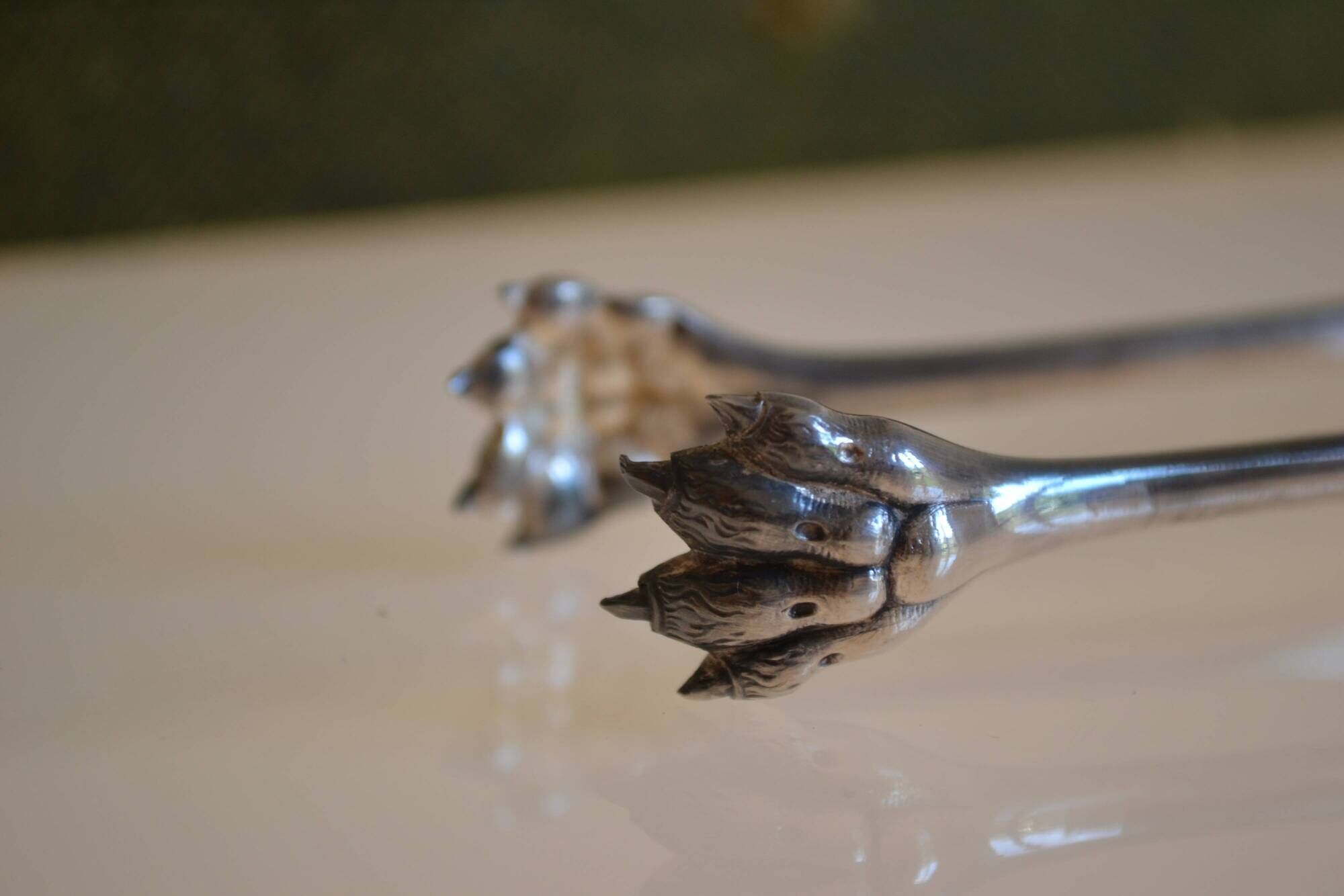SFAM silver metal sugar tongs lion pasta model
